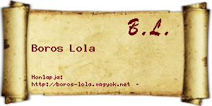 Boros Lola névjegykártya